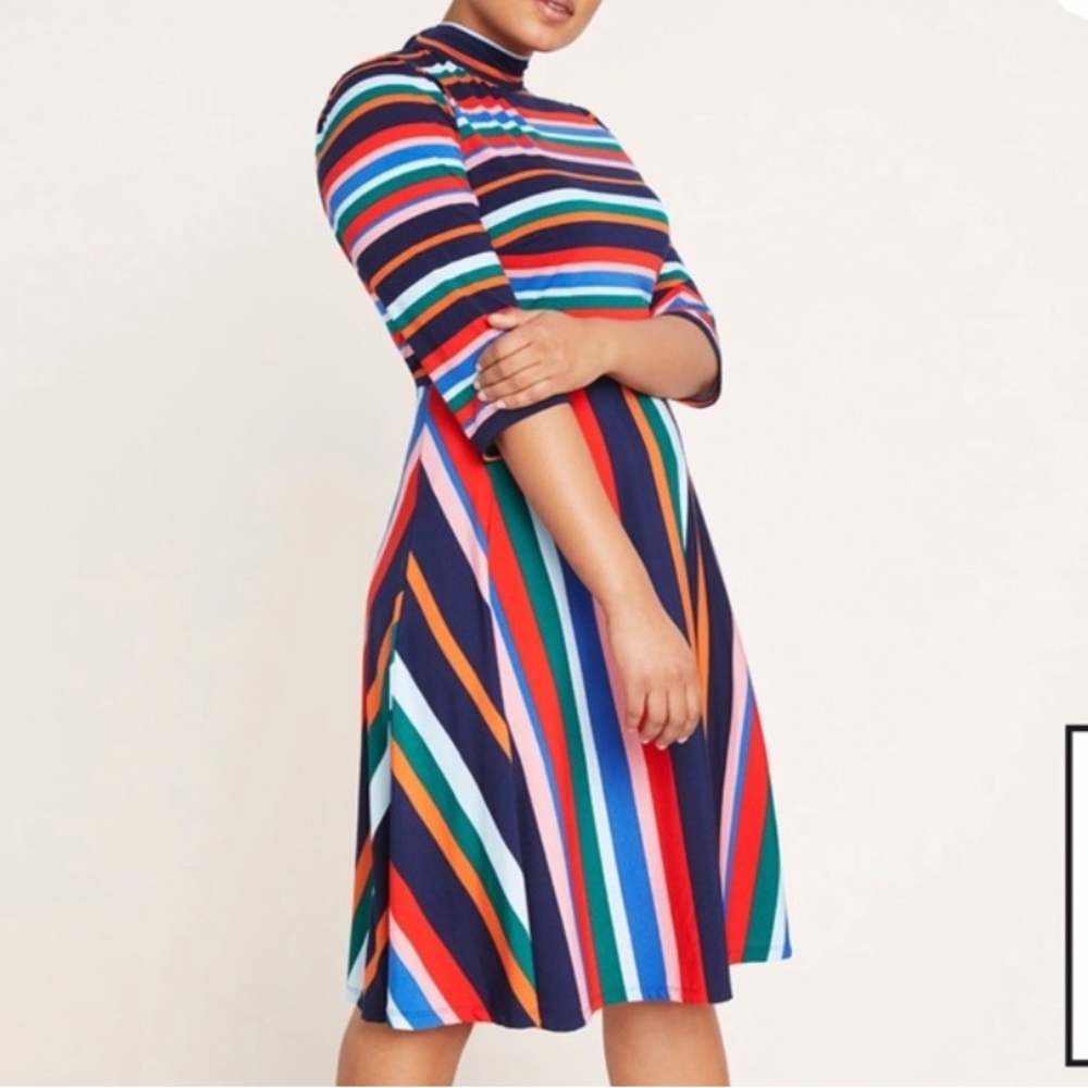 Eloquii Fit and Flare Opposing Stripes Dress -NWT! - Picture 7 of 8